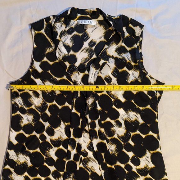 Kasper Sleeveless Top with Tie size L Black, Yellow, and White - Picture 9 of 10